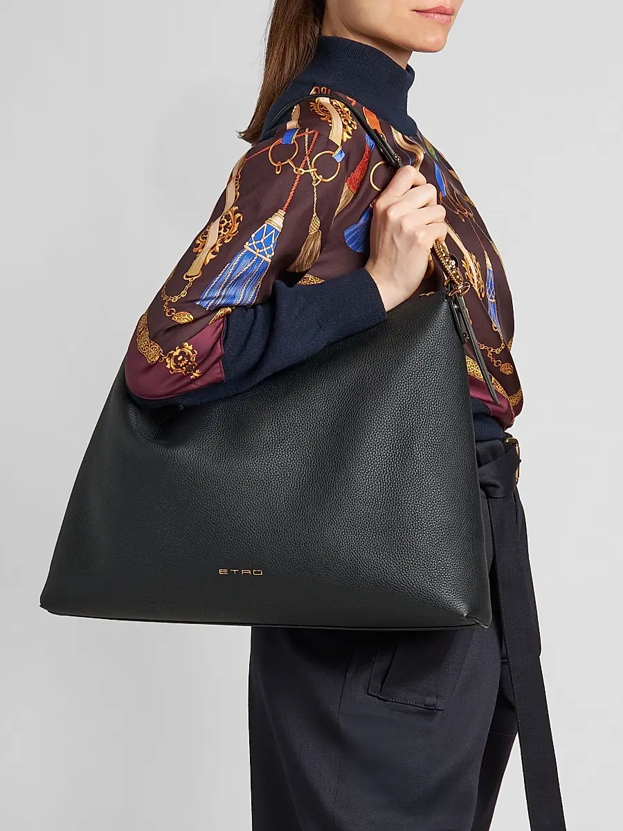 Etro Women's Large Tumbled Leather Hobo Shoulder Bag | Thumbnail 3 Etro Women's Large Tumbled Leather Hobo Shoulder Bag | Thumbnail 3