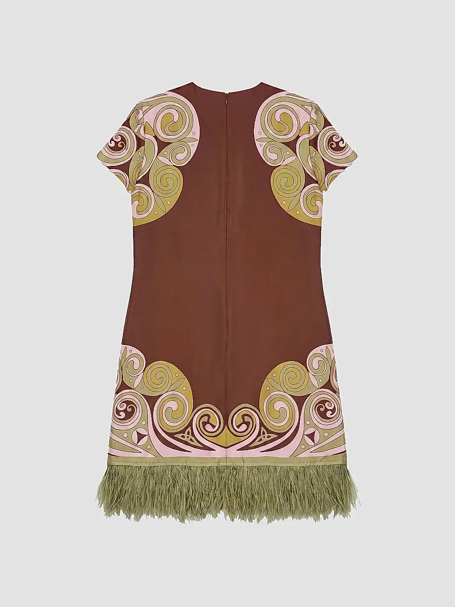 La DoubleJ Women's Mini Swing Dress with Feathers - Kells Swirl Burgundy | Thumbnail 2 La DoubleJ Women's Mini Swing Dress with Feathers - Kells Swirl Burgundy | Thumbnail 2