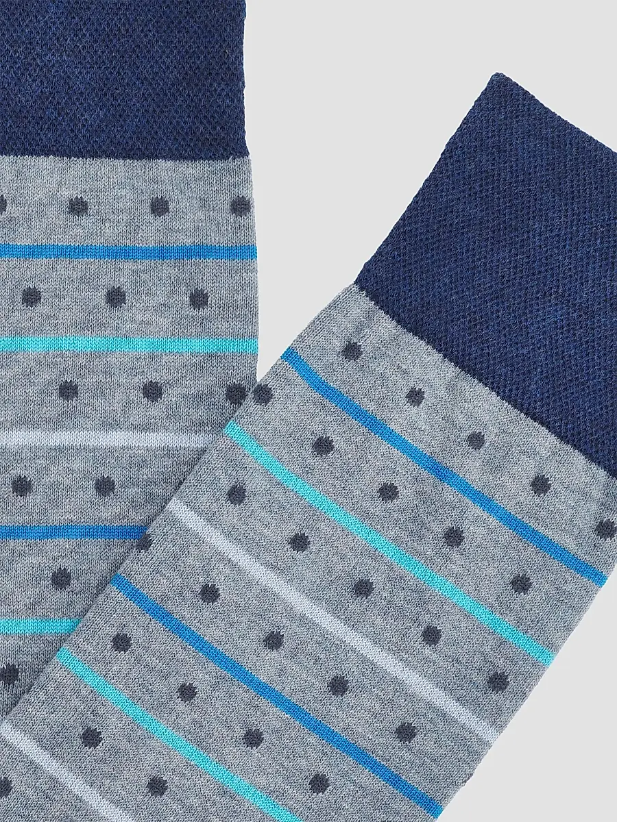 Marcoliani Men's Stripe Dots Cotton-Nylon Socks | Thumbnail 2 Marcoliani Men's Stripe Dots Cotton-Nylon Socks | Thumbnail 2