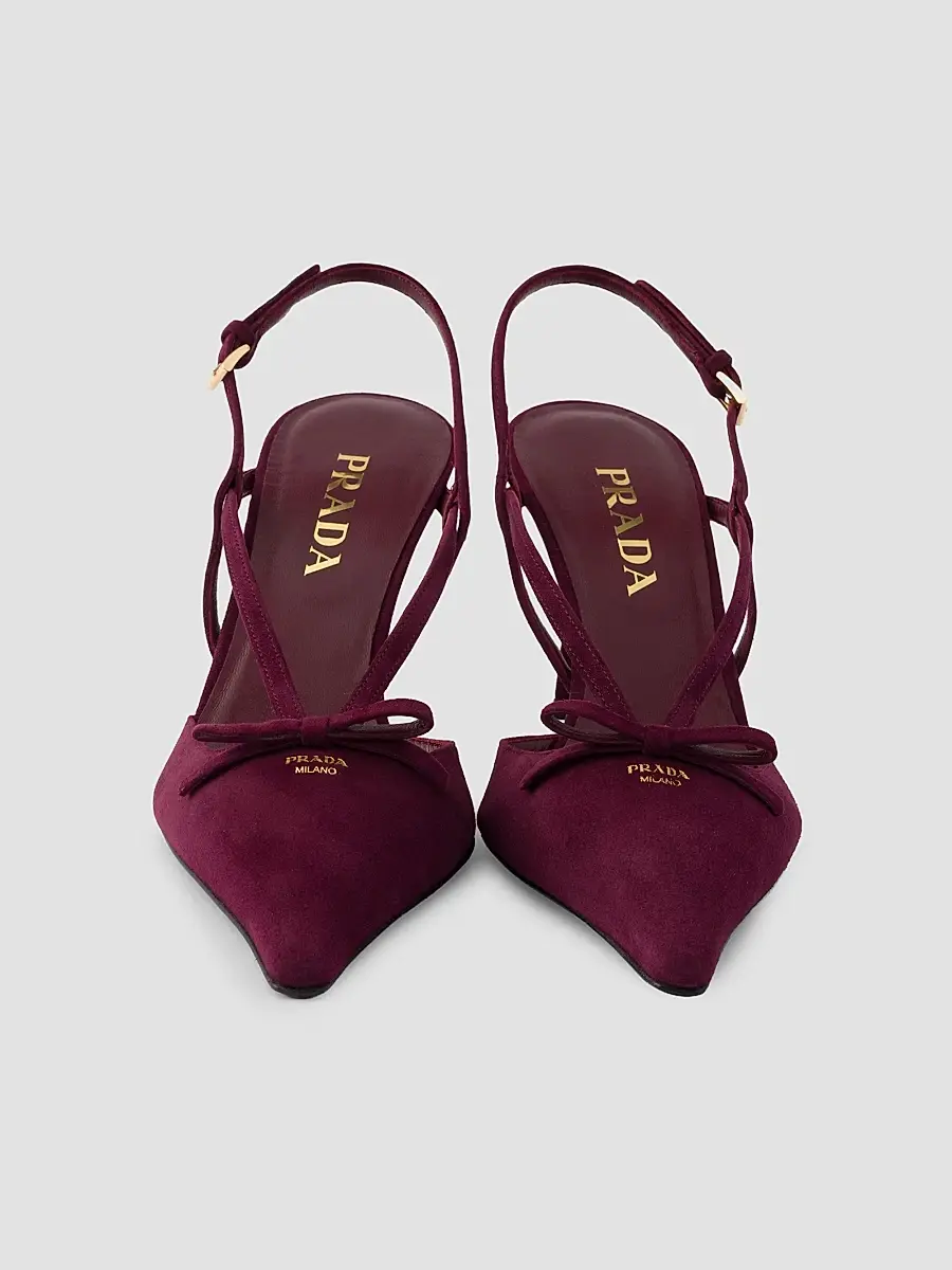 Prada Women's Suede Slingback Pumps | Thumbnail 4 Prada Women's Suede Slingback Pumps | Thumbnail 4