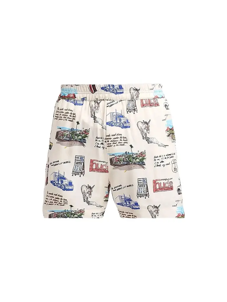 Rhude Men's Highway Graphic Shorts - White Multi | Image 1 Rhude Men's Highway Graphic Shorts - White Multi | Image 1