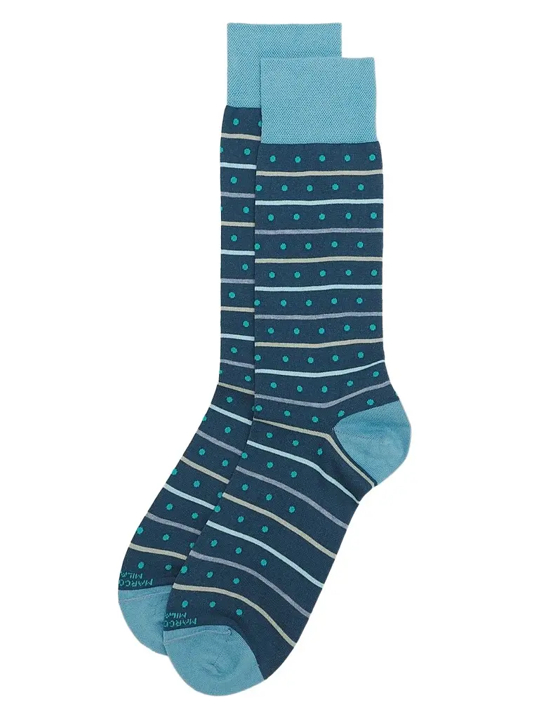 Marcoliani Men's Stripe Dots Cotton-Nylon Socks | Image 1 Marcoliani Men's Stripe Dots Cotton-Nylon Socks | Image 1