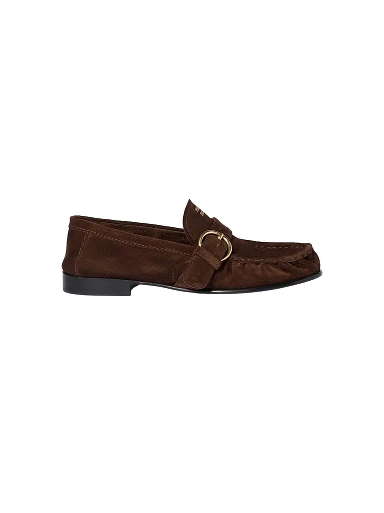 Miu Miu Women's Suede Loafers with Buckle - Brown | Image 1 Miu Miu Women's Suede Loafers with Buckle - Brown | Image 1