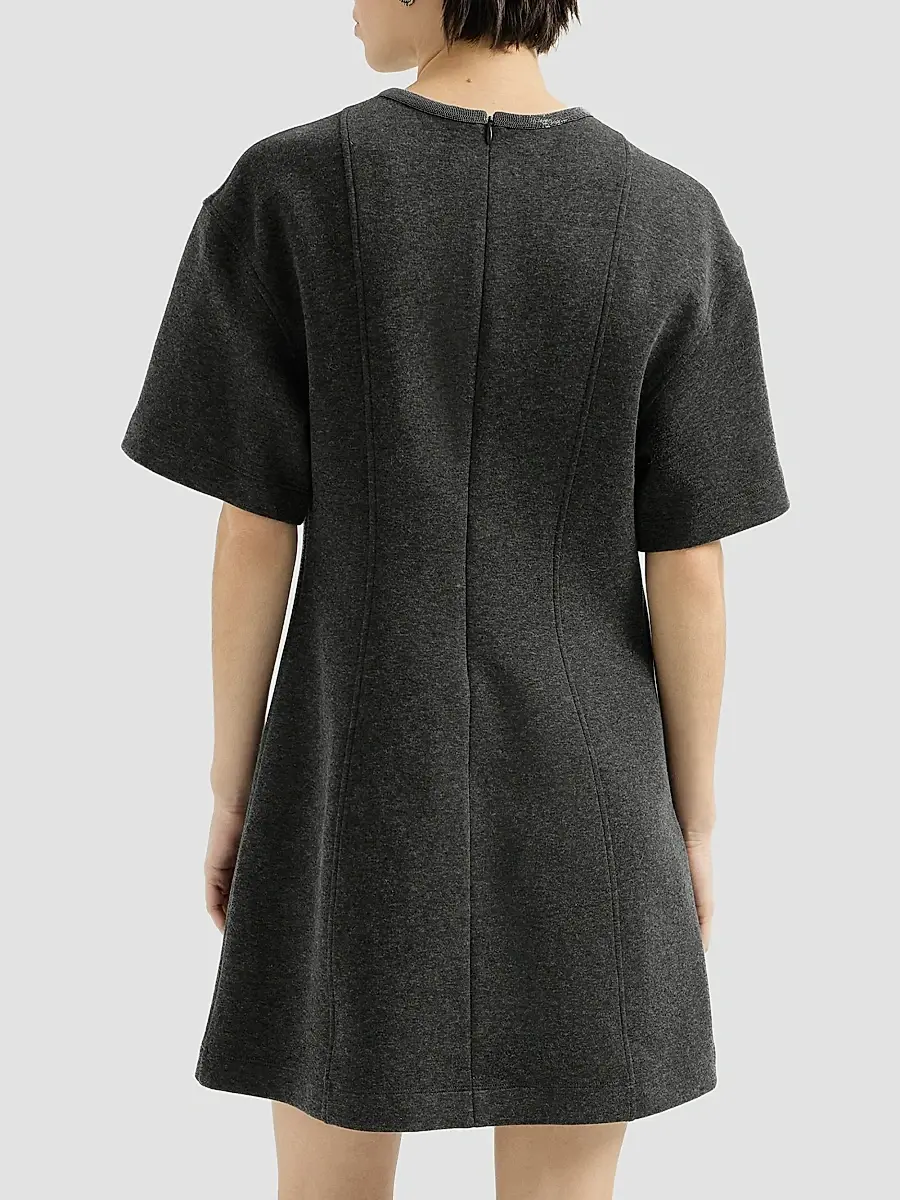 Brunello Cucinelli Women's Techno Cotton and Cashmere Interlock T-Shirt Dress | Thumbnail 4 Brunello Cucinelli Women's Techno Cotton and Cashmere Interlock T-Shirt Dress | Thumbnail 4