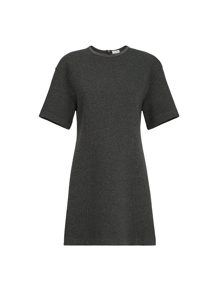 Brunello Cucinelli Women's Techno Cotton and Cashmere Interlock T-Shirt Dress - Anthracite | Image 1 Brunello Cucinelli Women's Techno Cotton and Cashmere Interlock T-Shirt Dress - Anthracite | Image 1