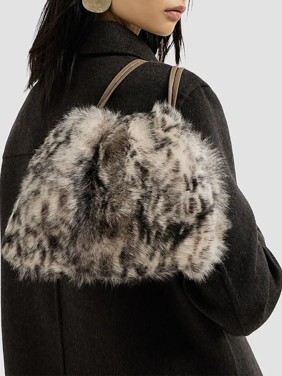 Brunello Cucinelli Women's Lynx-Effect Pouch Bag with Monili - Beige | Thumbnail 2 Brunello Cucinelli Women's Lynx-Effect Pouch Bag with Monili - Beige | Thumbnail 2