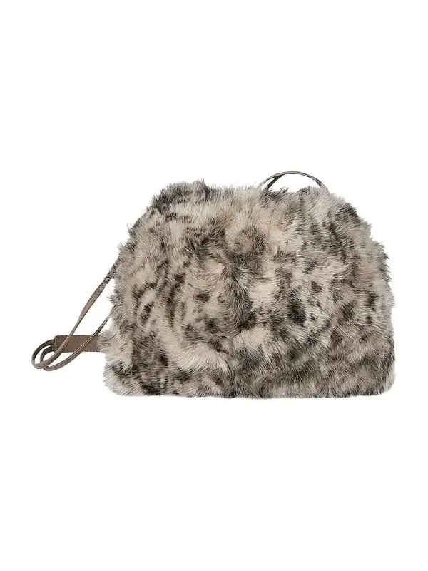 Women's Lynx-Effect Pouch Bag with Monili - Beige