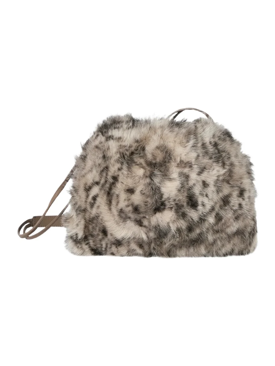 Brunello Cucinelli Women's Lynx-Effect Pouch Bag with Monili - Beige