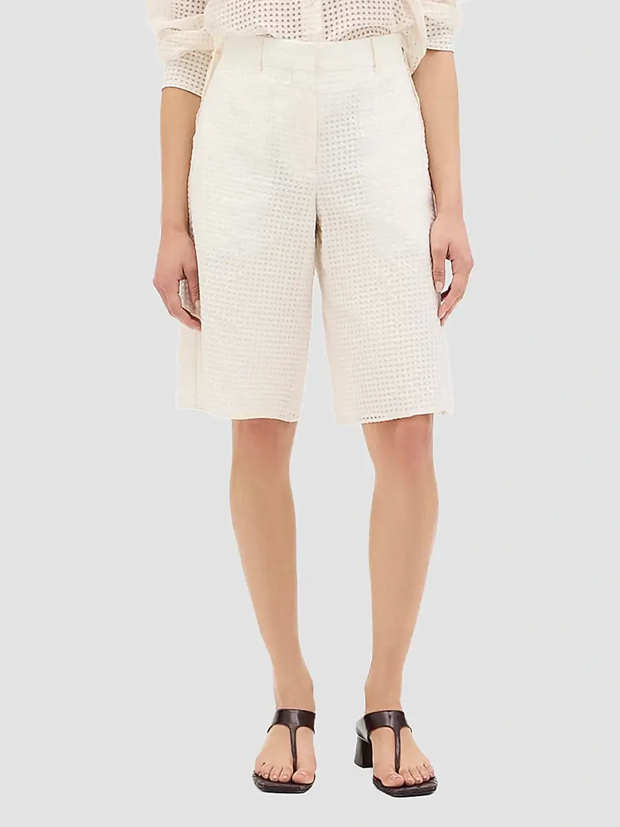 Another Tomorrow Women's Gingham Bermuda Shorts | Thumbnail 3