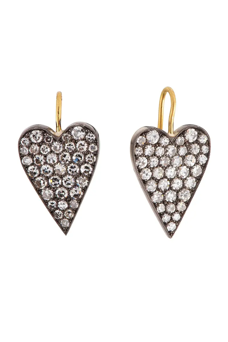 Sylva & Cie Diamond Heart Earrings | Image 1 Sylva & Cie Diamond Heart Earrings | Image 1
