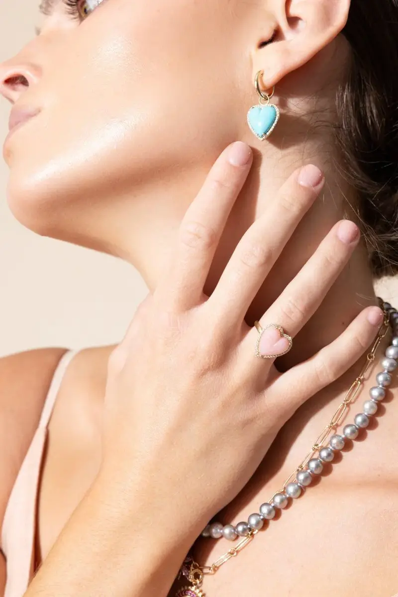 Storrow Diamond Pink Opal Alana Large Heart Ring | Thumbnail 2 Storrow Diamond Pink Opal Alana Large Heart Ring | Thumbnail 2