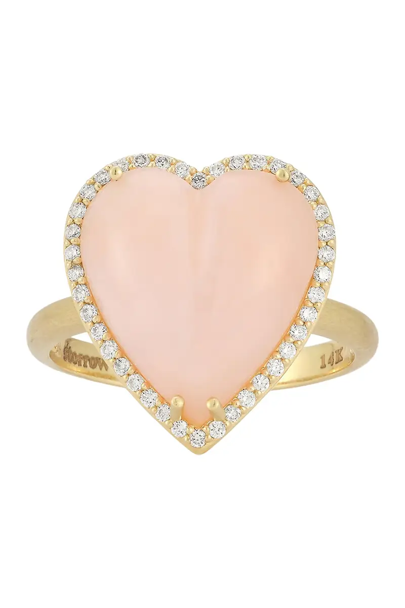 Storrow Diamond Pink Opal Alana Large Heart Ring | Thumbnail 4 Storrow Diamond Pink Opal Alana Large Heart Ring | Thumbnail 4