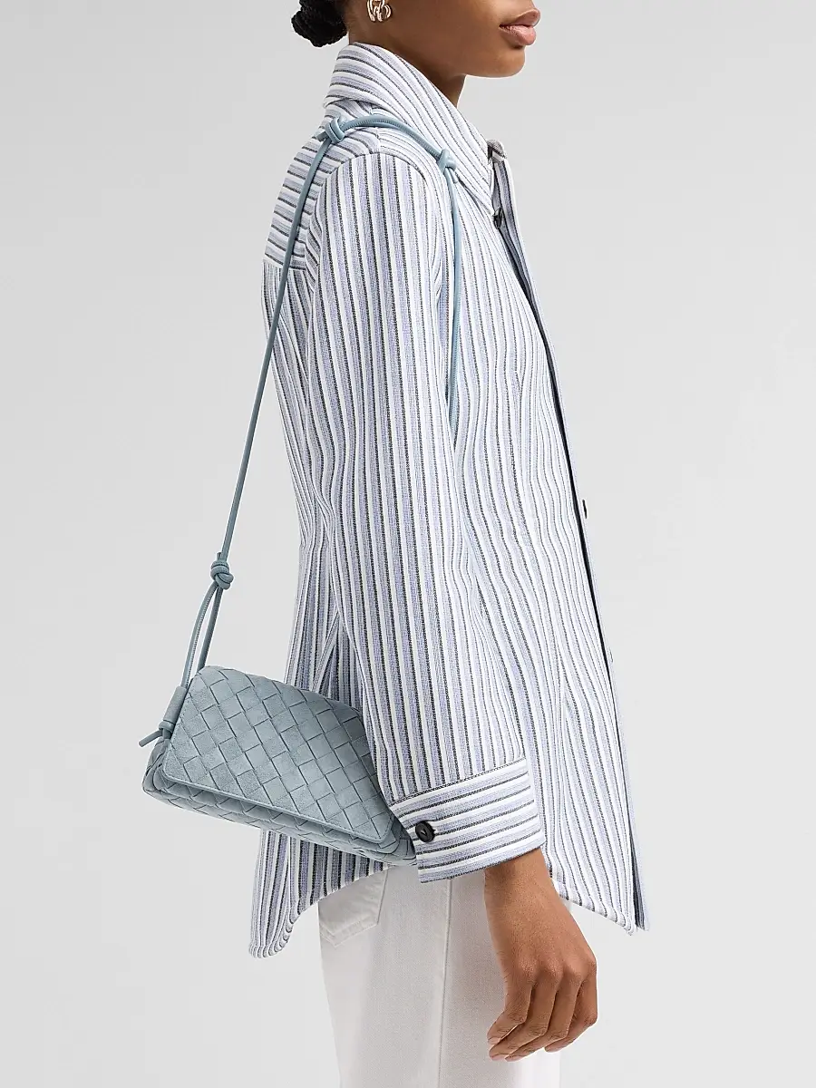 Bottega Veneta Women's Notturno Intrecciato Suede Pouch | Thumbnail 4