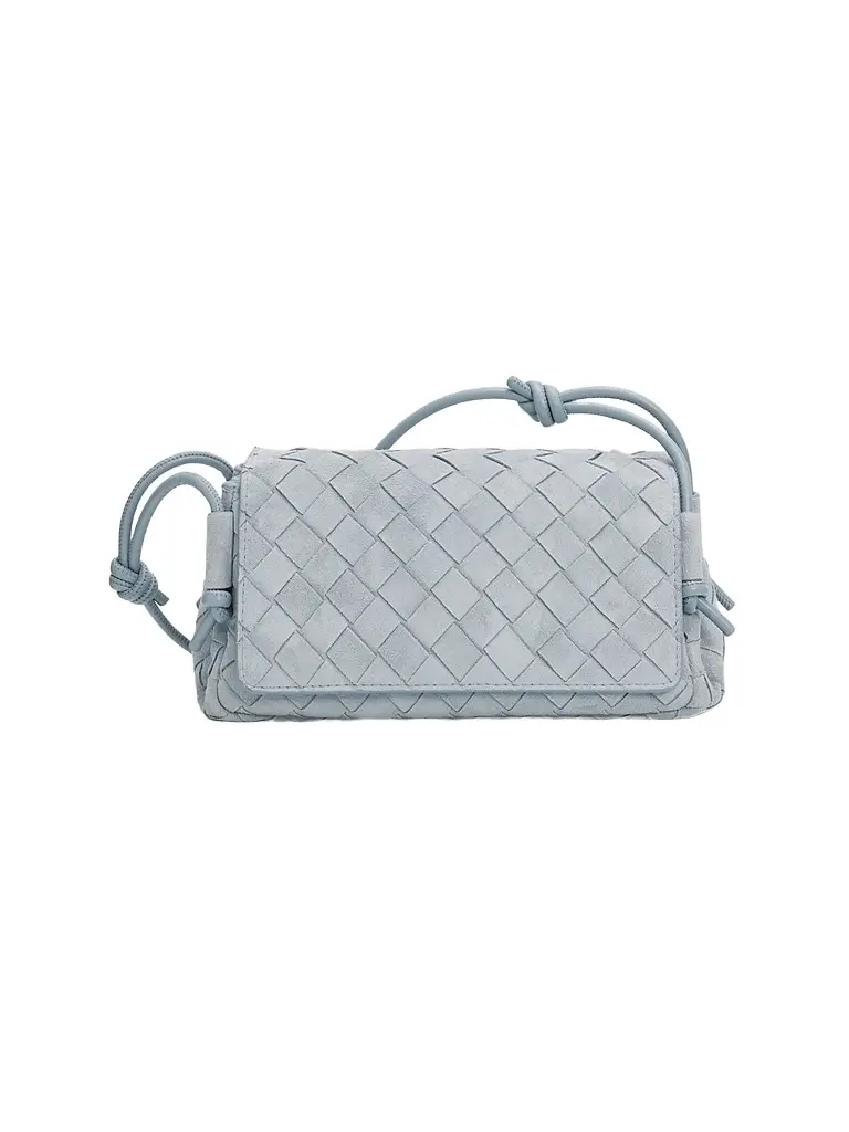 Bottega Veneta Women's Notturno Intrecciato Suede Pouch | Image 1 Bottega Veneta Women's Notturno Intrecciato Suede Pouch | Image 1