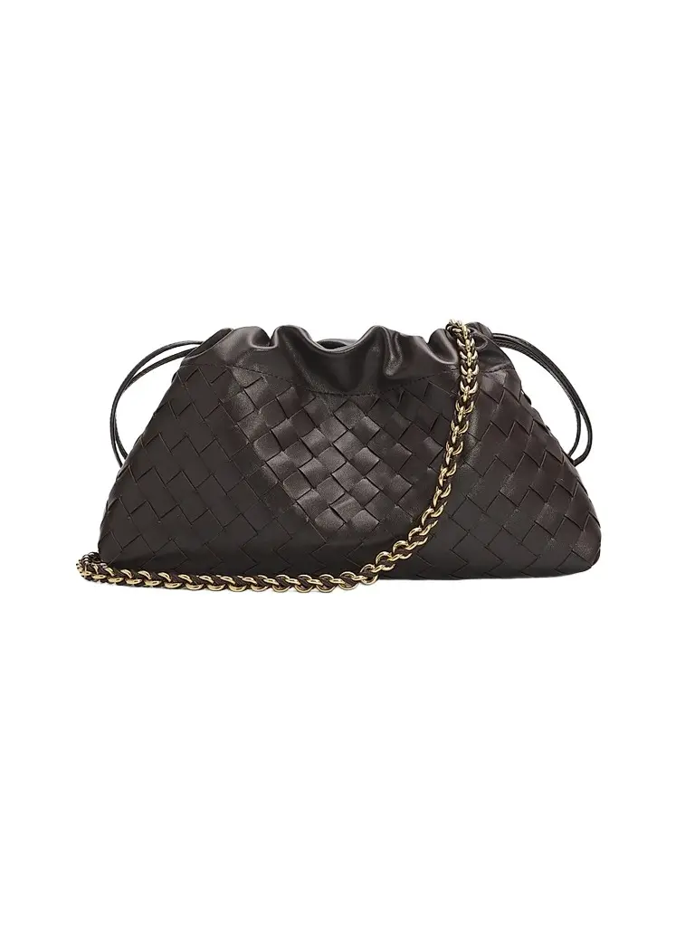 Bottega Veneta Women's Dustbag Notte Intrecciato Leather Chain Shoulder Bag - Fondant Brass | Image 1 Bottega Veneta Women's Dustbag Notte Intrecciato Leather Chain Shoulder Bag - Fondant Brass | Image 1