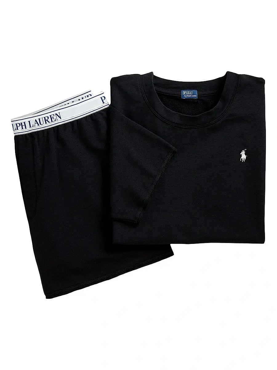 Polo Ralph Lauren Women's Club Terry 2-Piece Short-Sleeve Pajama Set - Polo Black | Image 1 Polo Ralph Lauren Women's Club Terry 2-Piece Short-Sleeve Pajama Set - Polo Black | Image 1