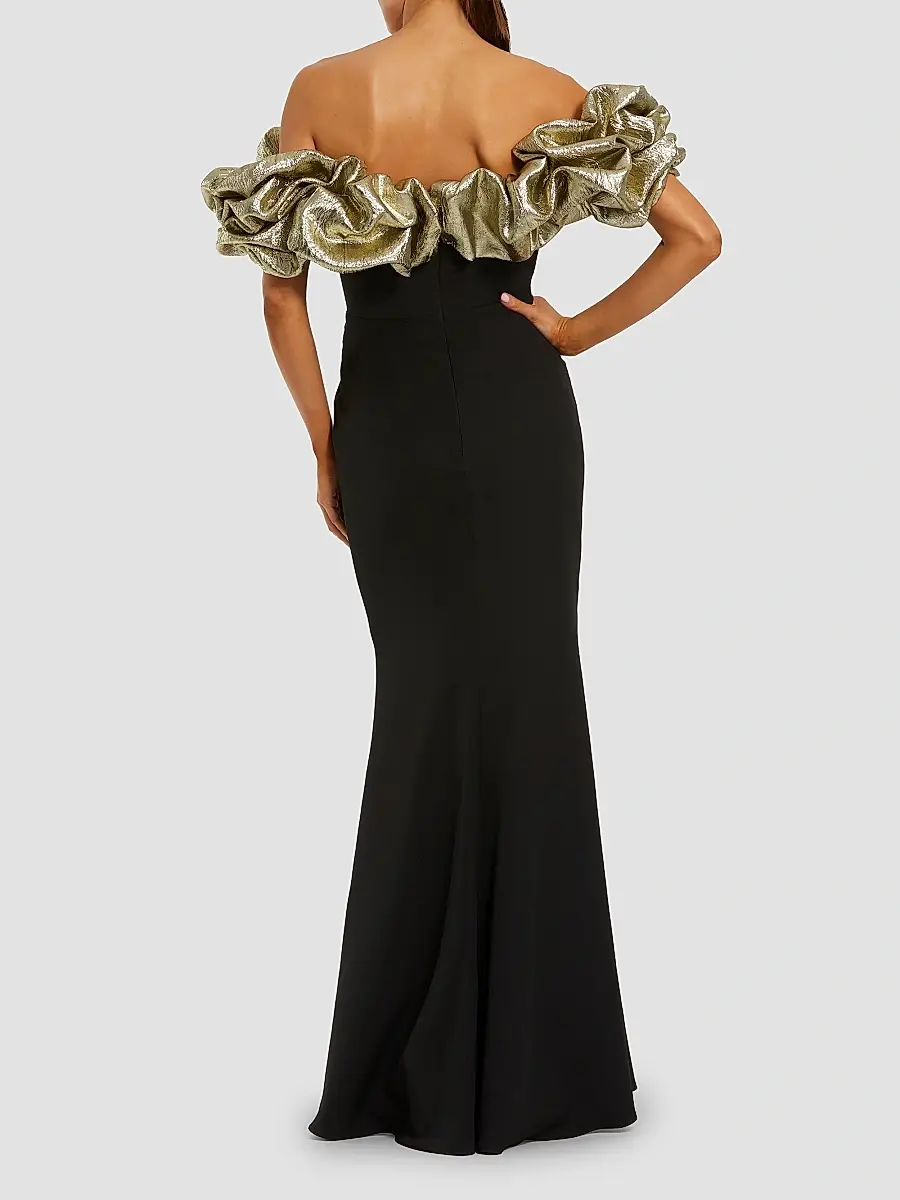 Mac Duggal Women's Ruffle Off-The-Shoulder Crepe Mermaid Gown | Thumbnail 2