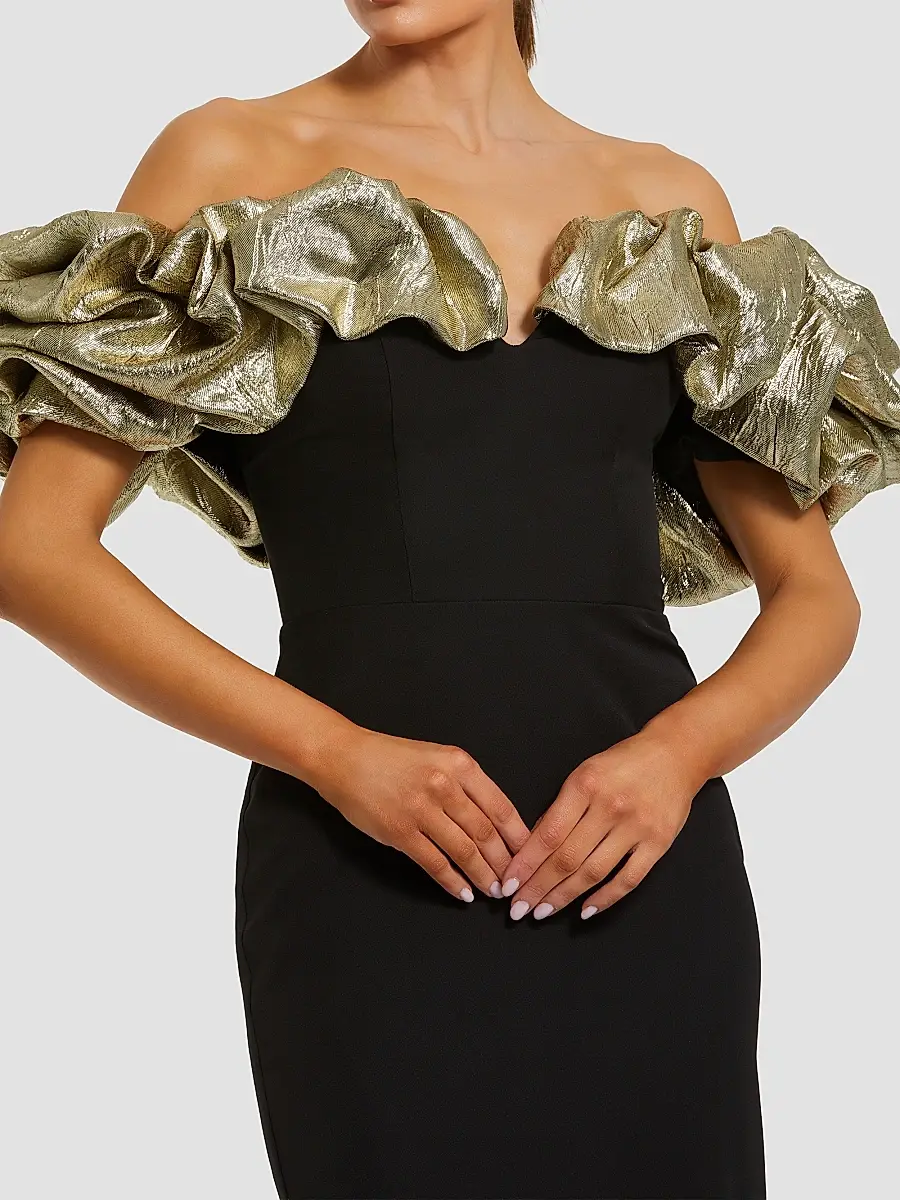 Mac Duggal Women's Ruffle Off-The-Shoulder Crepe Mermaid Gown | Thumbnail 3