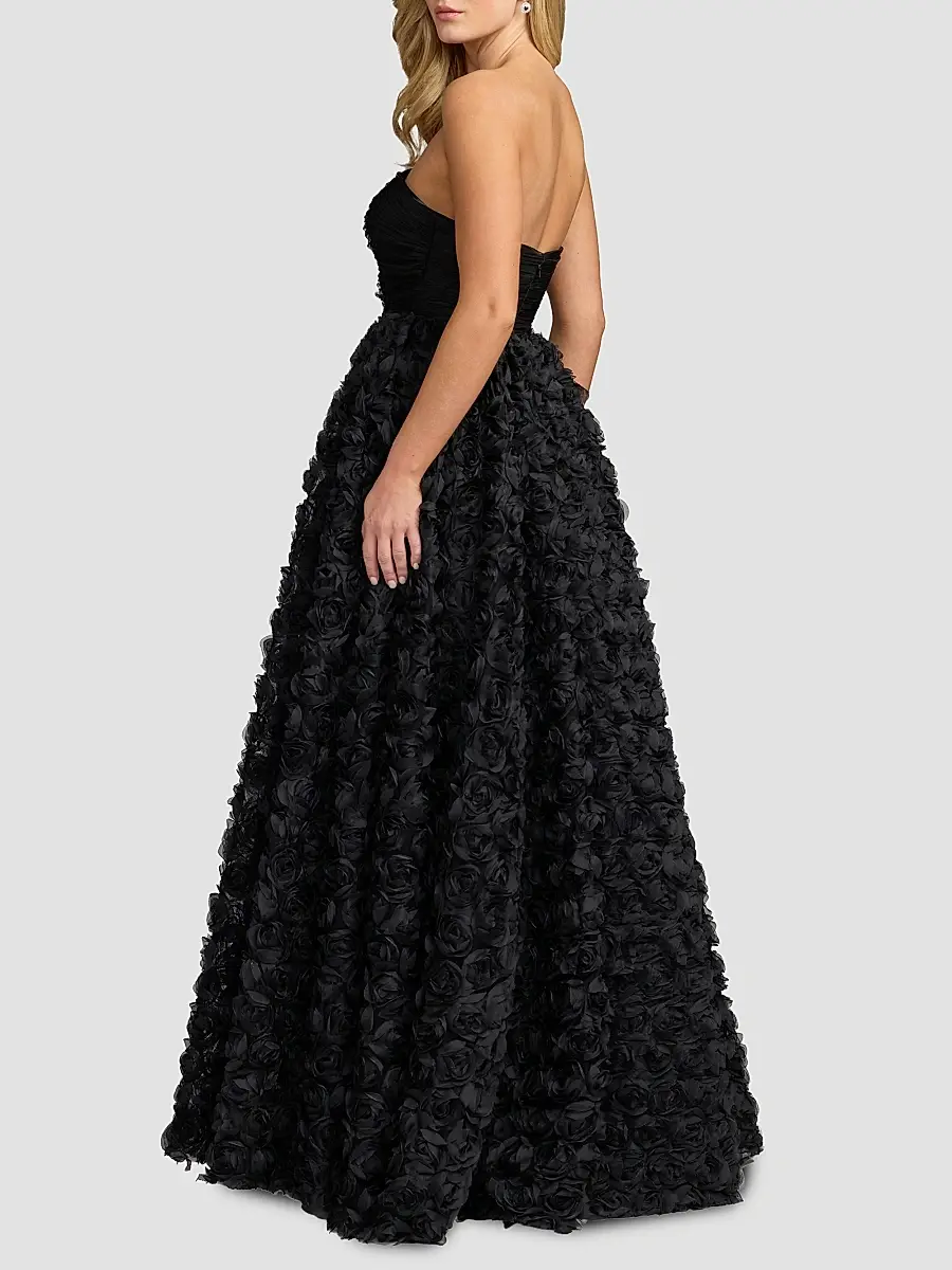 Mac Duggal Women's Strapless Rosette Lace Ballgown | Thumbnail 2