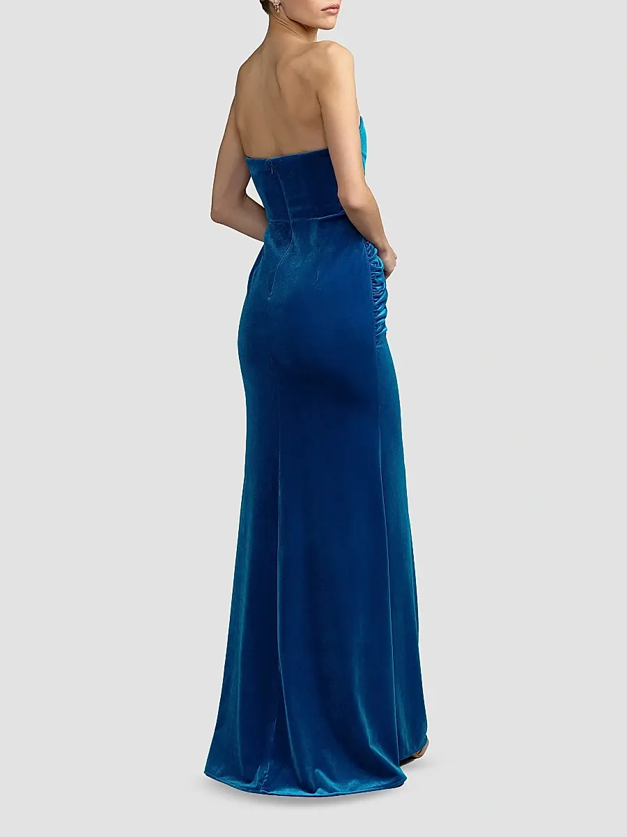 Mac Duggal Women's Side-Drape Velvet Column Gown | Thumbnail 2 Mac Duggal Women's Side-Drape Velvet Column Gown | Thumbnail 2