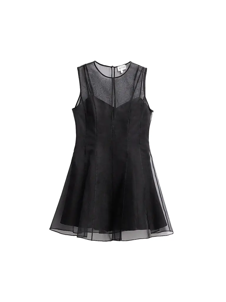 Milly Women's Ophelia Organza Mini Dress - Black | Image 1 Milly Women's Ophelia Organza Mini Dress - Black | Image 1