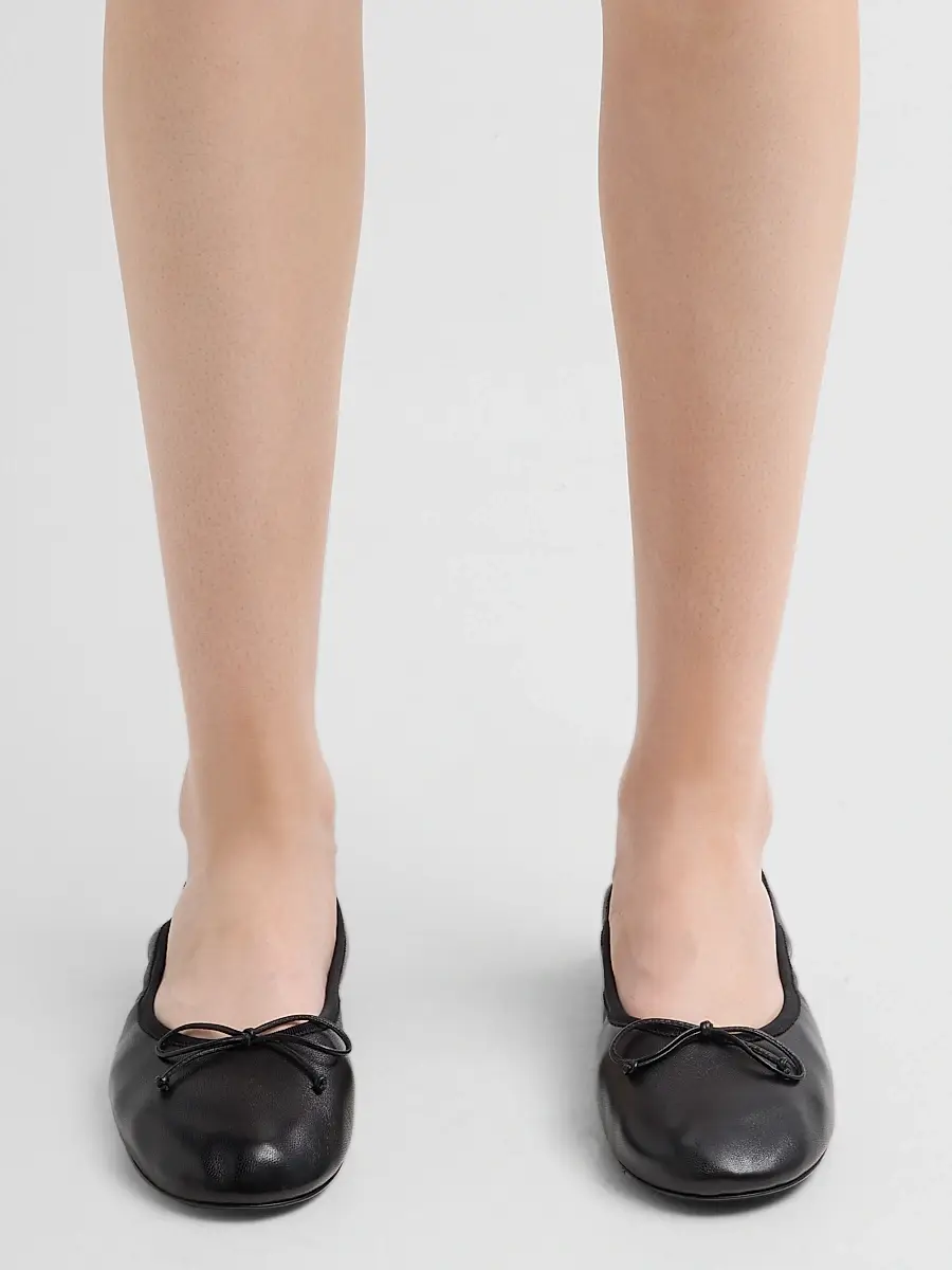 Stuart Weitzman Women's Nia Ruched Leather Ballet Flats | Thumbnail 2 Stuart Weitzman Women's Nia Ruched Leather Ballet Flats | Thumbnail 2