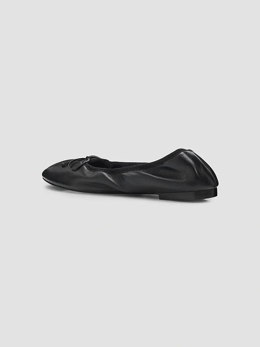 Stuart Weitzman Women's Nia Ruched Leather Ballet Flats | Thumbnail 4 Stuart Weitzman Women's Nia Ruched Leather Ballet Flats | Thumbnail 4