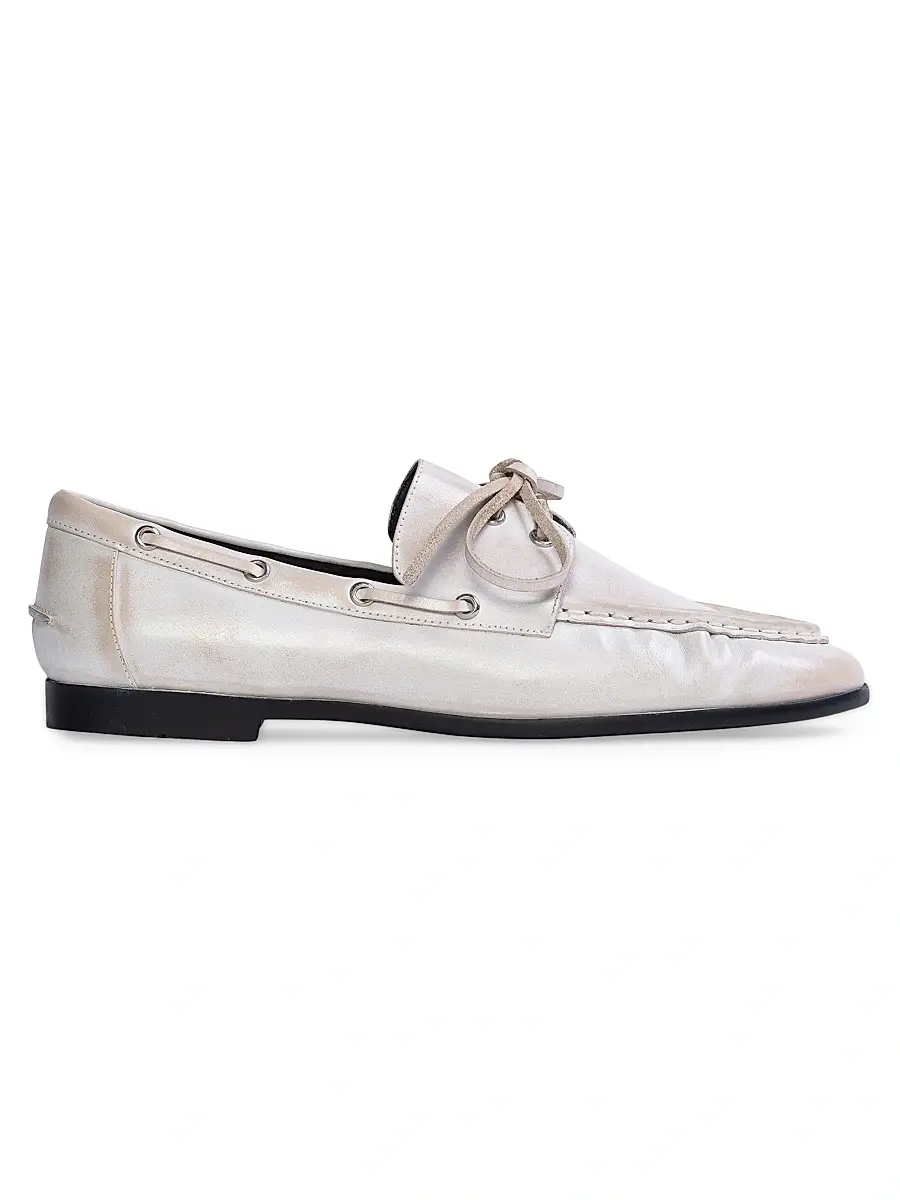 Black Suede Studio Women's Davy Boatshoe Loafers - White Leather - Size 10 | Image 1 Black Suede Studio Women's Davy Boatshoe Loafers - White Leather - Size 10 | Image 1