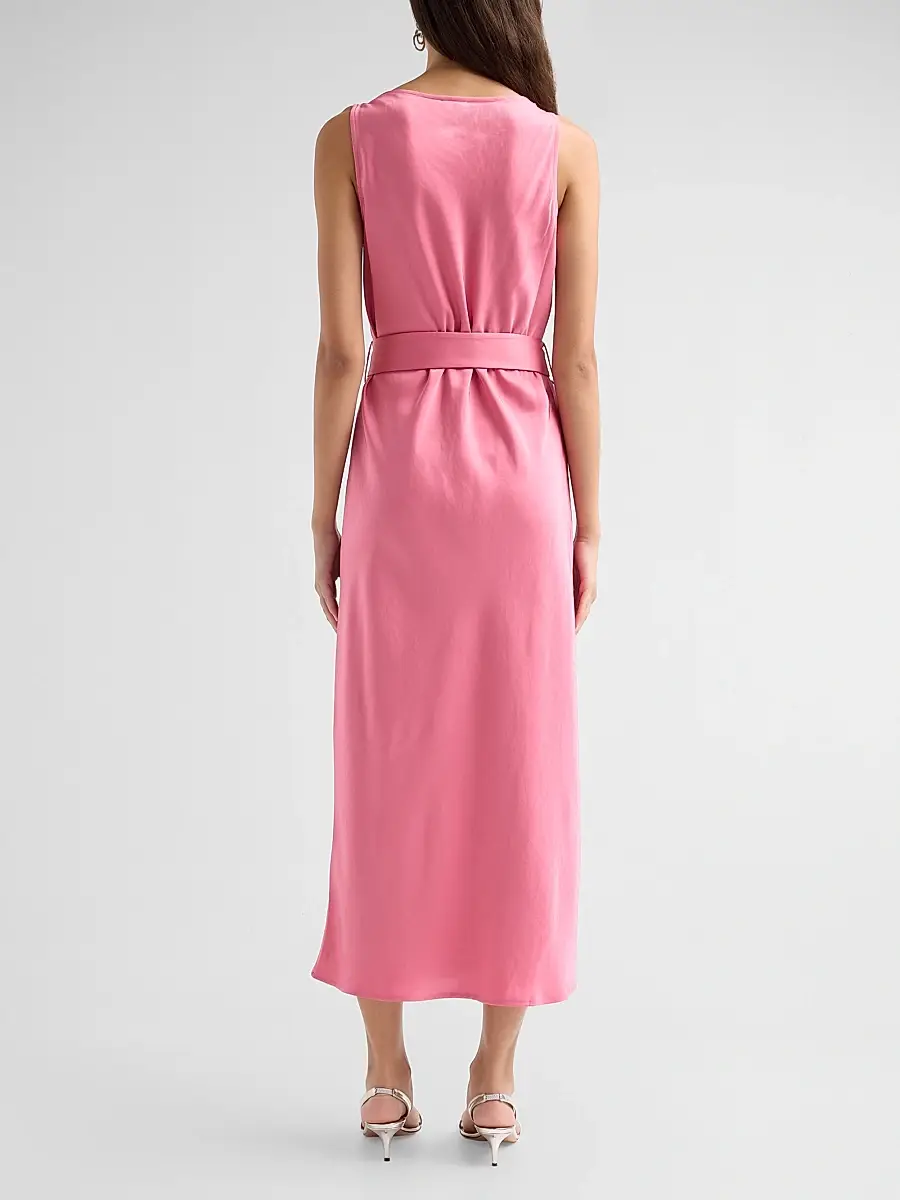 Lapointe Women's Belted Lightweight Satin Midi Dress | Thumbnail 3 Lapointe Women's Belted Lightweight Satin Midi Dress | Thumbnail 3