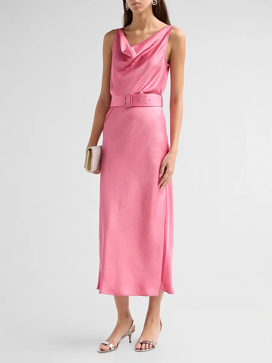 Lapointe Women's Belted Lightweight Satin Midi Dress | Thumbnail 4 Lapointe Women's Belted Lightweight Satin Midi Dress | Thumbnail 4