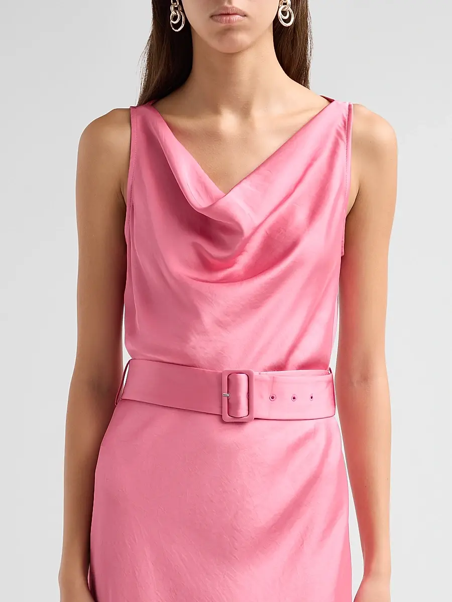 Lapointe Women's Belted Lightweight Satin Midi Dress | Thumbnail 5 Lapointe Women's Belted Lightweight Satin Midi Dress | Thumbnail 5