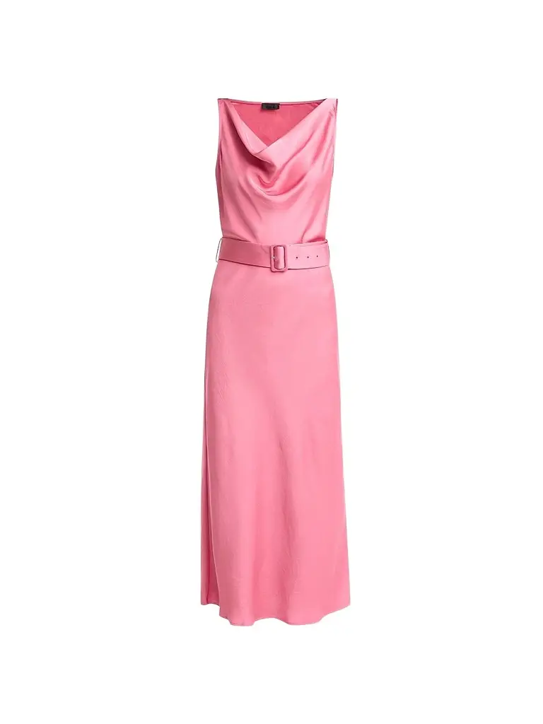 Lapointe Women's Belted Lightweight Satin Midi Dress