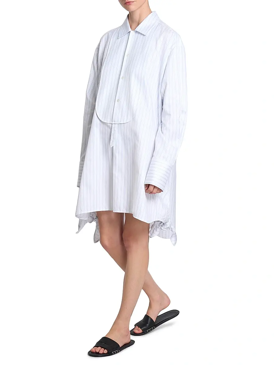 JW Anderson Women's Knotted-Hem Striped-Cotton Shirtdress | Thumbnail 2 JW Anderson Women's Knotted-Hem Striped-Cotton Shirtdress | Thumbnail 2