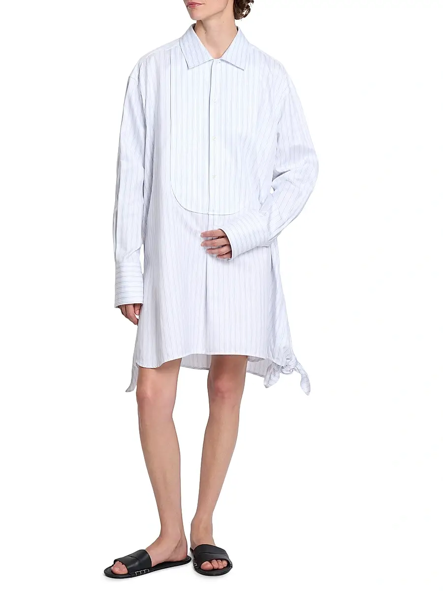 JW Anderson Women's Knotted-Hem Striped-Cotton Shirtdress | Thumbnail 3 JW Anderson Women's Knotted-Hem Striped-Cotton Shirtdress | Thumbnail 3