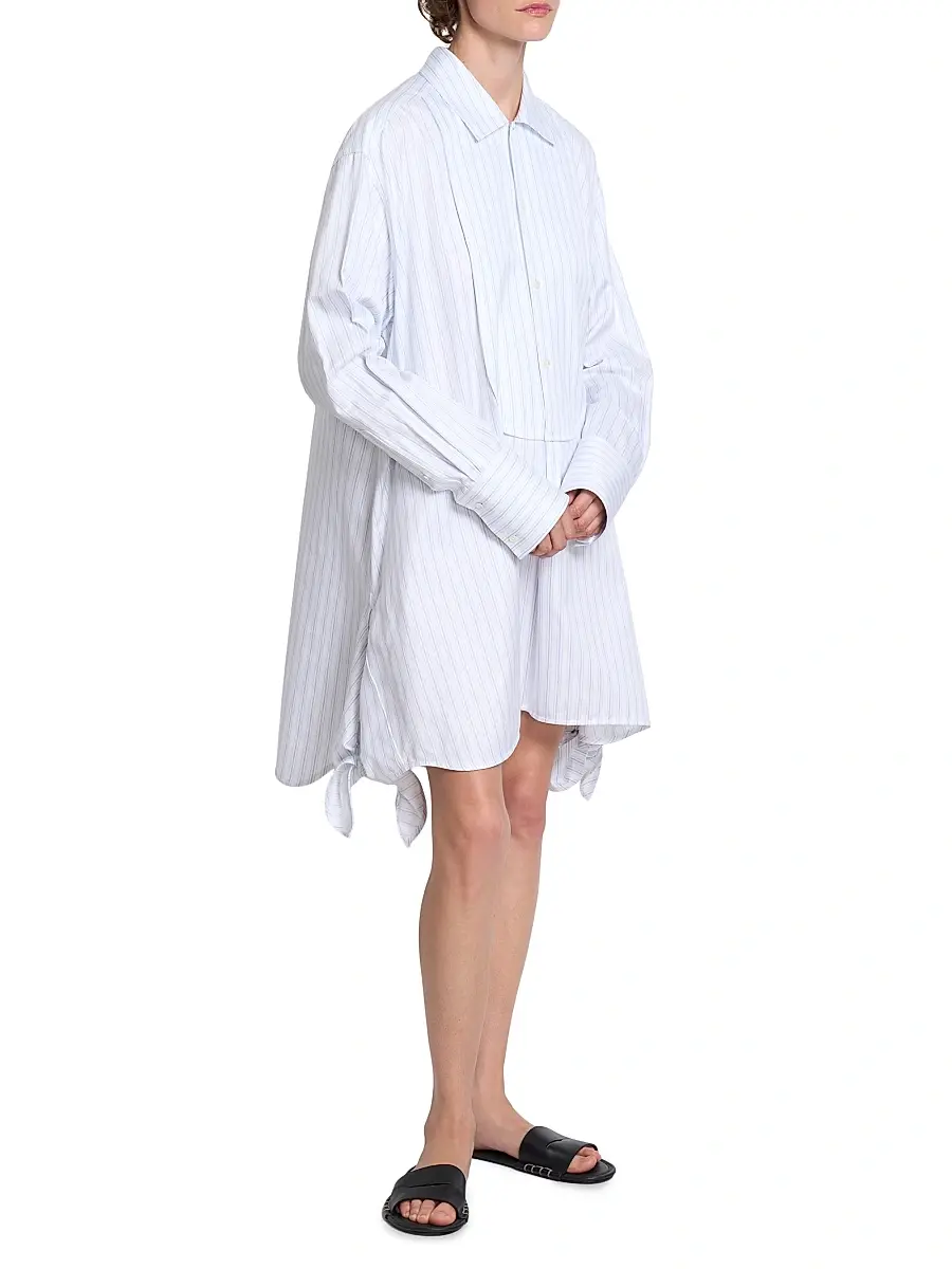JW Anderson Women's Knotted-Hem Striped-Cotton Shirtdress | Thumbnail 4 JW Anderson Women's Knotted-Hem Striped-Cotton Shirtdress | Thumbnail 4