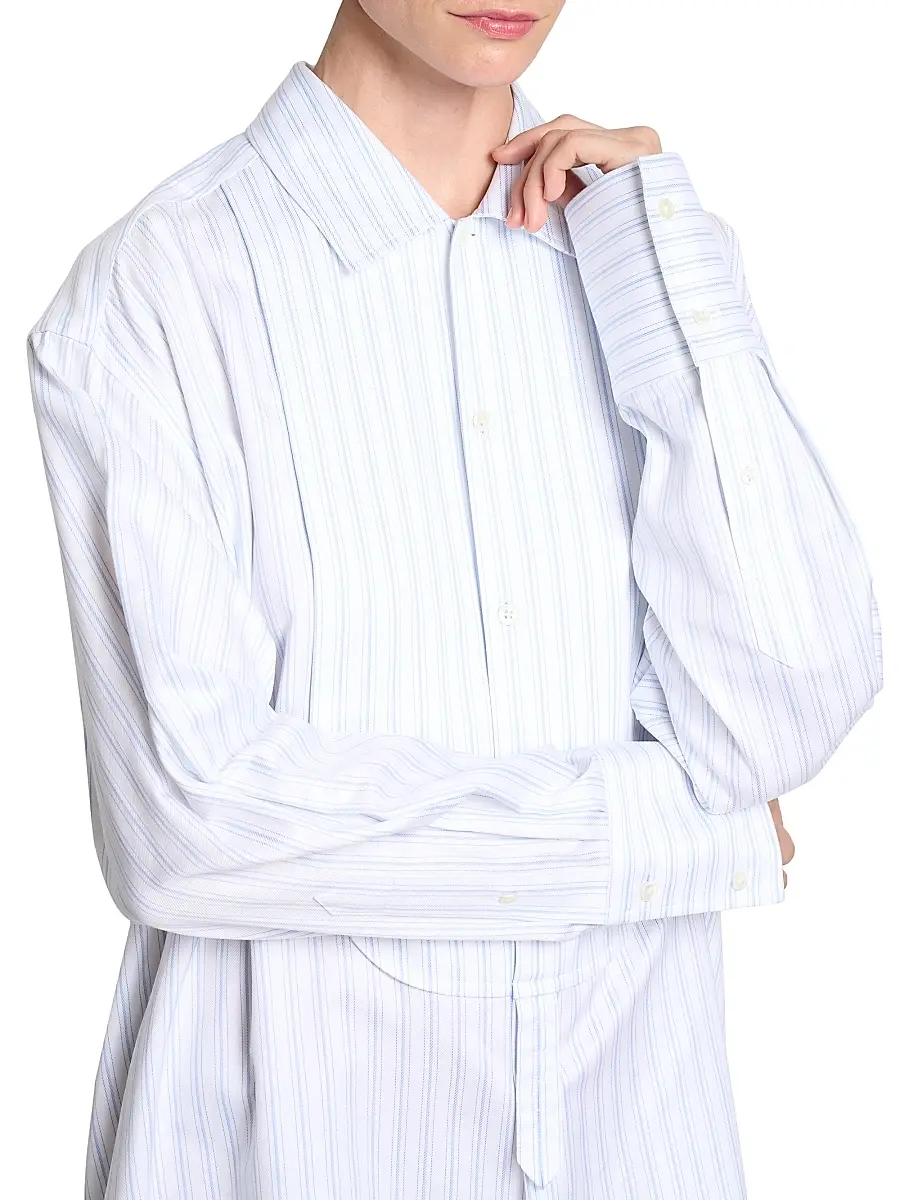 JW Anderson Women's Knotted-Hem Striped-Cotton Shirtdress | Thumbnail 6 JW Anderson Women's Knotted-Hem Striped-Cotton Shirtdress | Thumbnail 6