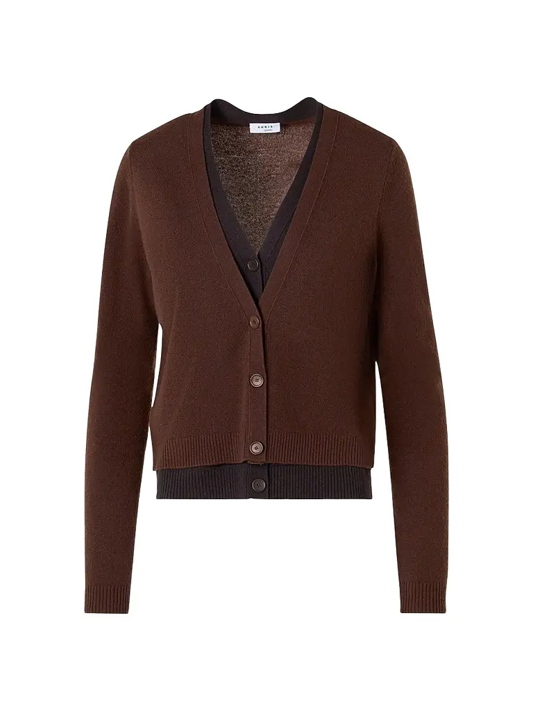 Akris punto Women's Wool-Cashmere V-Neck Cardigan - Caramel Espresso | Image 1 Akris punto Women's Wool-Cashmere V-Neck Cardigan - Caramel Espresso | Image 1