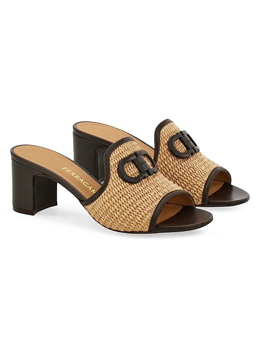 Ferragamo Women's Rexy 55MM Raffia Block-Heel Mules | Thumbnail 2 Ferragamo Women's Rexy 55MM Raffia Block-Heel Mules | Thumbnail 2