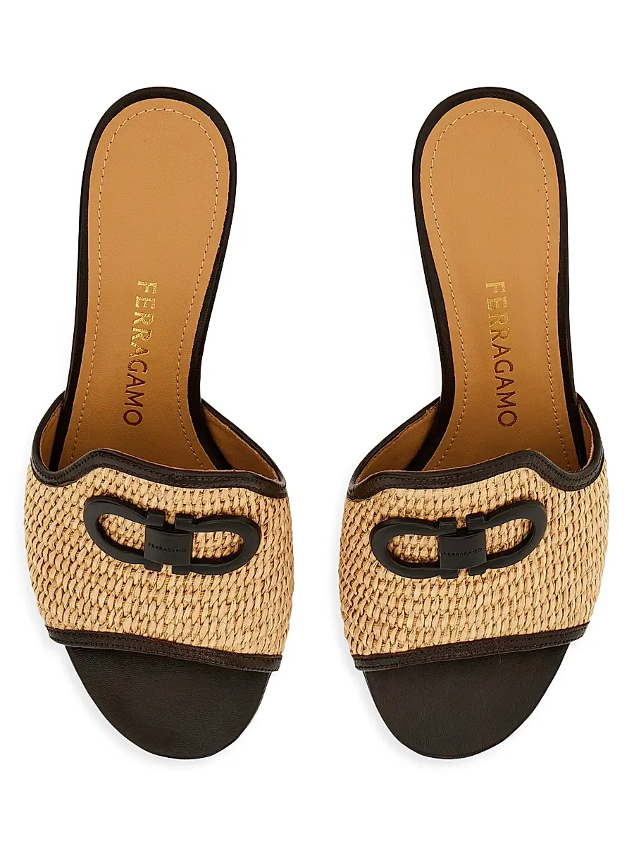 Ferragamo Women's Rexy 55MM Raffia Block-Heel Mules | Thumbnail 4 Ferragamo Women's Rexy 55MM Raffia Block-Heel Mules | Thumbnail 4