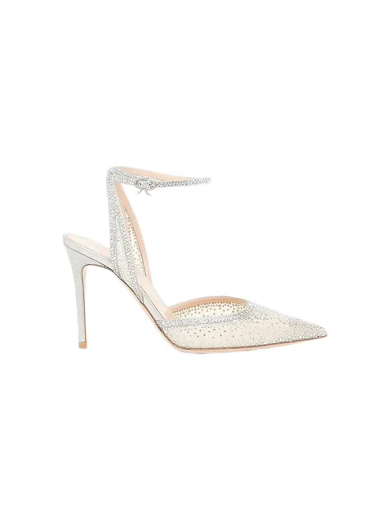 Gianvito Rossi Women's Burma 95MM Embellished Sheer Organza Pumps - Silver | Image 1 Gianvito Rossi Women's Burma 95MM Embellished Sheer Organza Pumps - Silver | Image 1