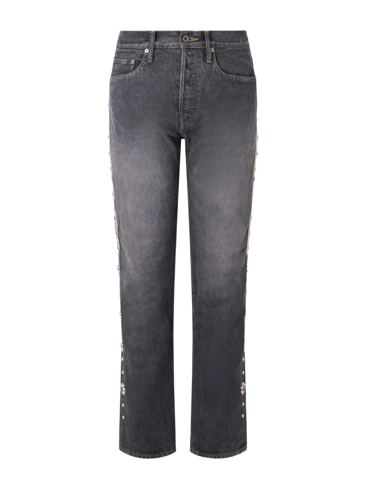 KAPITAL Monkey Cisco Straight-Leg Leather-Trimmed Embellished Jeans - Men