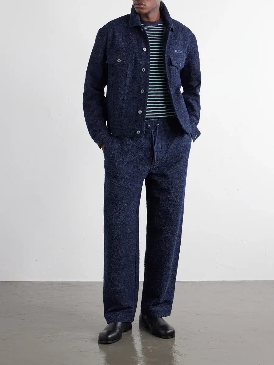 Loewe Wide-Leg Cotton-Blend Terry Drawstring Trousers - Men | Thumbnail 2 Loewe Wide-Leg Cotton-Blend Terry Drawstring Trousers - Men | Thumbnail 2