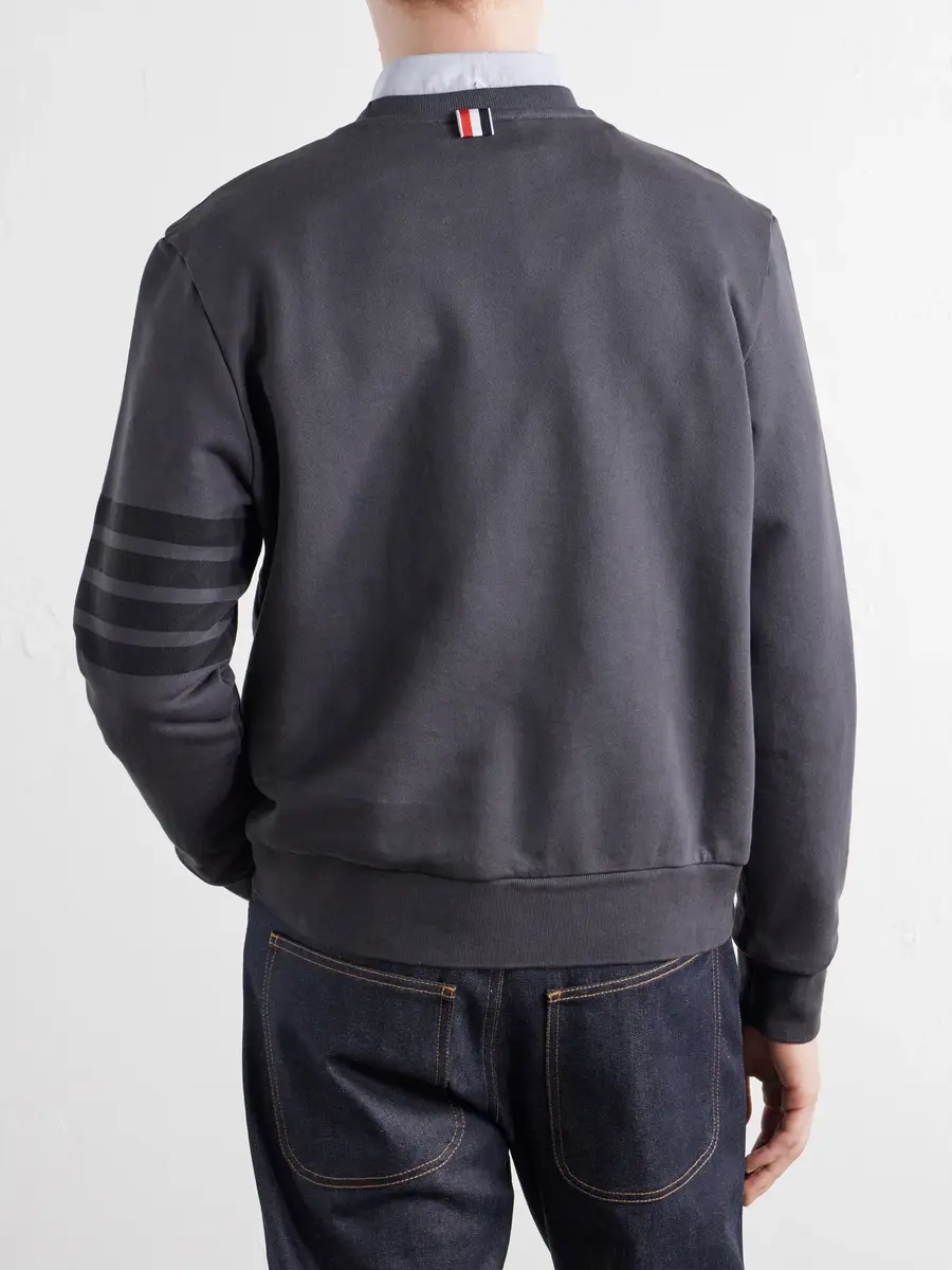 Thom Browne 4-Bar Stripe Cotton-Jersey Sweatshirt - Men | Thumbnail 4 Thom Browne 4-Bar Stripe Cotton-Jersey Sweatshirt - Men | Thumbnail 4
