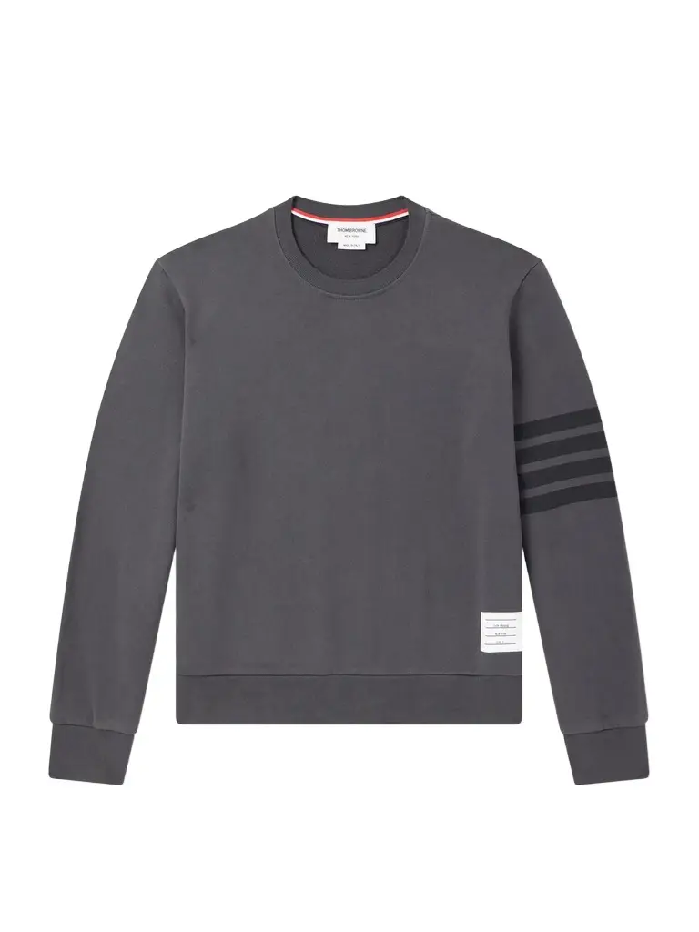 Thom Browne 4-Bar Stripe Cotton-Jersey Sweatshirt - Men | Image 1 Thom Browne 4-Bar Stripe Cotton-Jersey Sweatshirt - Men | Image 1