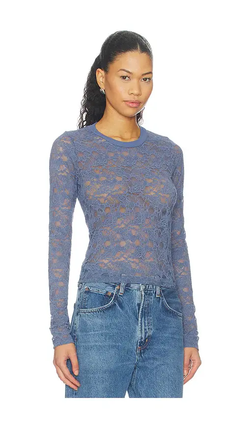 Michael Lauren Vero Long Sleeve Fitted Lace Top | Thumbnail 2