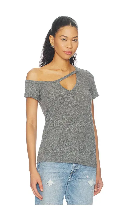 Michael Lauren Zire Aysmmetrical Cold Shoulder V-neck Keyhole Tee | Thumbnail 2 Michael Lauren Zire Aysmmetrical Cold Shoulder V-neck Keyhole Tee | Thumbnail 2