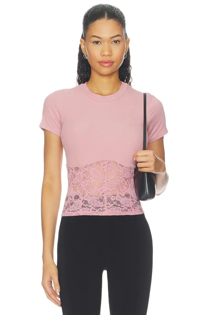 Ember Rib Lace Short Sleeve Tee Ember Rib Lace Short Sleeve Tee