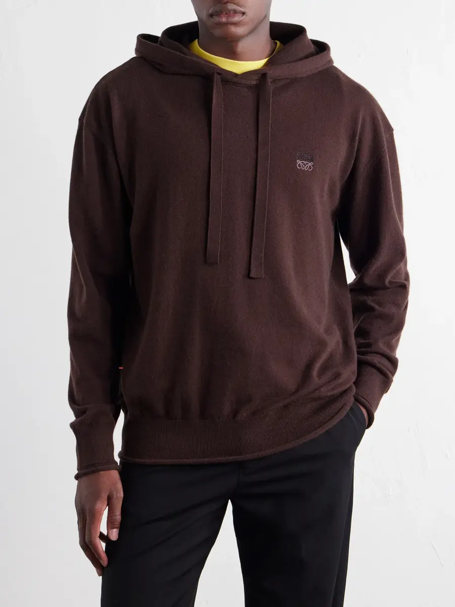 Loewe Anagram-Embroidered Cotton-Blend Hoodie - Men | Thumbnail 3