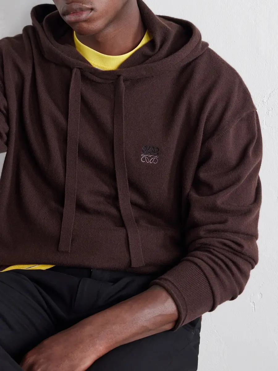 Loewe Anagram-Embroidered Cotton-Blend Hoodie - Men | Thumbnail 5