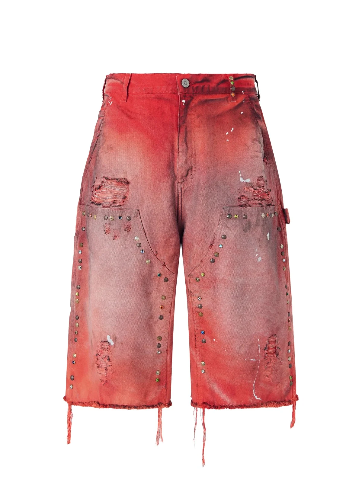 Satoshi Nakamoto Danny's Straight-Leg Embellished Distressed Denim Shorts - Men